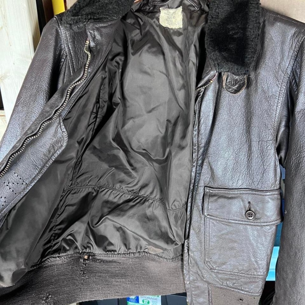 Vintage 70s G1 Brill Bros Goatskin Leather Bomber Jacket with Black Collar - Picture 5 of 8